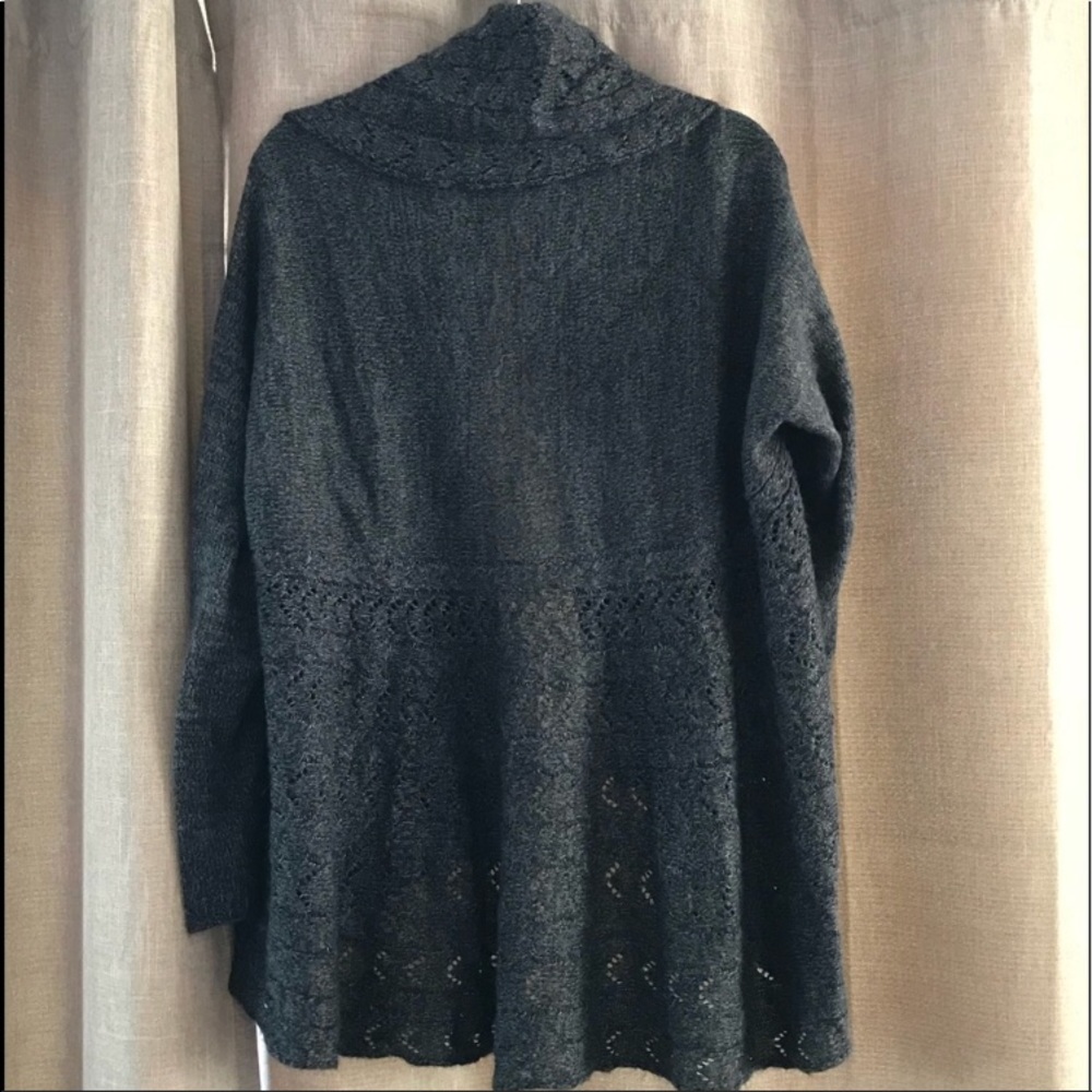 Charcoal Knit Sweater With Open Front - image 2